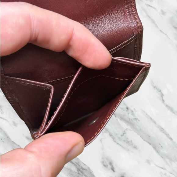 Cartier Burgundy Wine Leather Bifold Coin Purse Mini Wallet - Picture 6 of 6